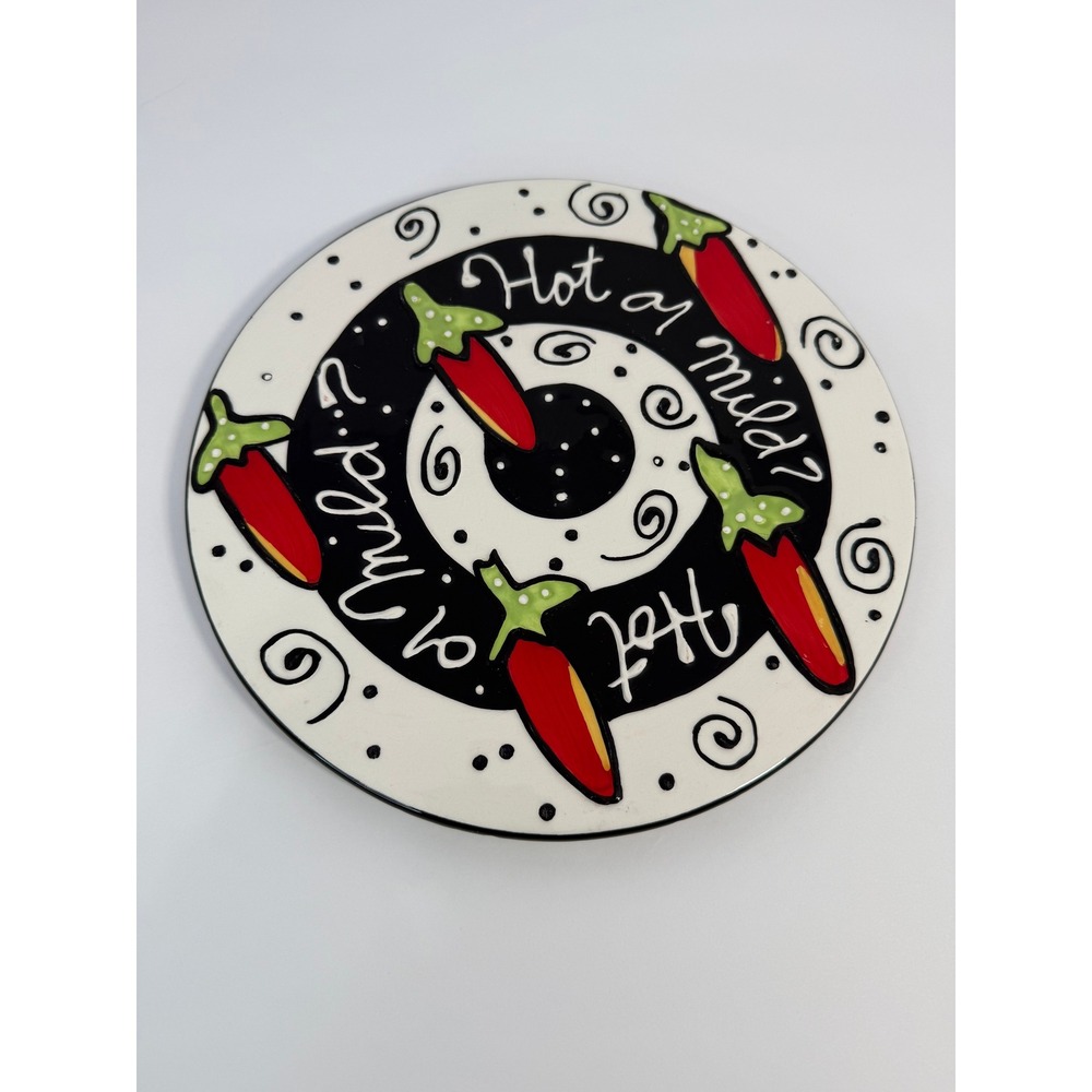 Joanne DeLomba for Lotus Chili Pepper Plate Hot or Mild Ceramic Appetizer 9.5"